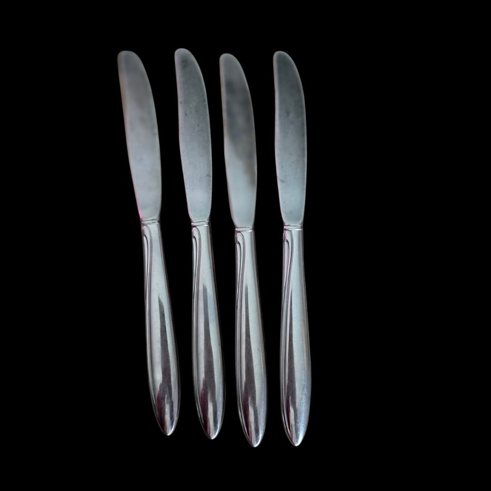 Oneida Oneidacraft Deluxe Delmar Taper‎ Stainless Dinner Knives Set of 4  MCM